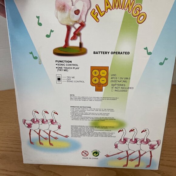 Vtg Chain Fong Dancing Flamingo Plush Toy Musical Movement Very Rare SEE VIDEO - Picture 9 of 13